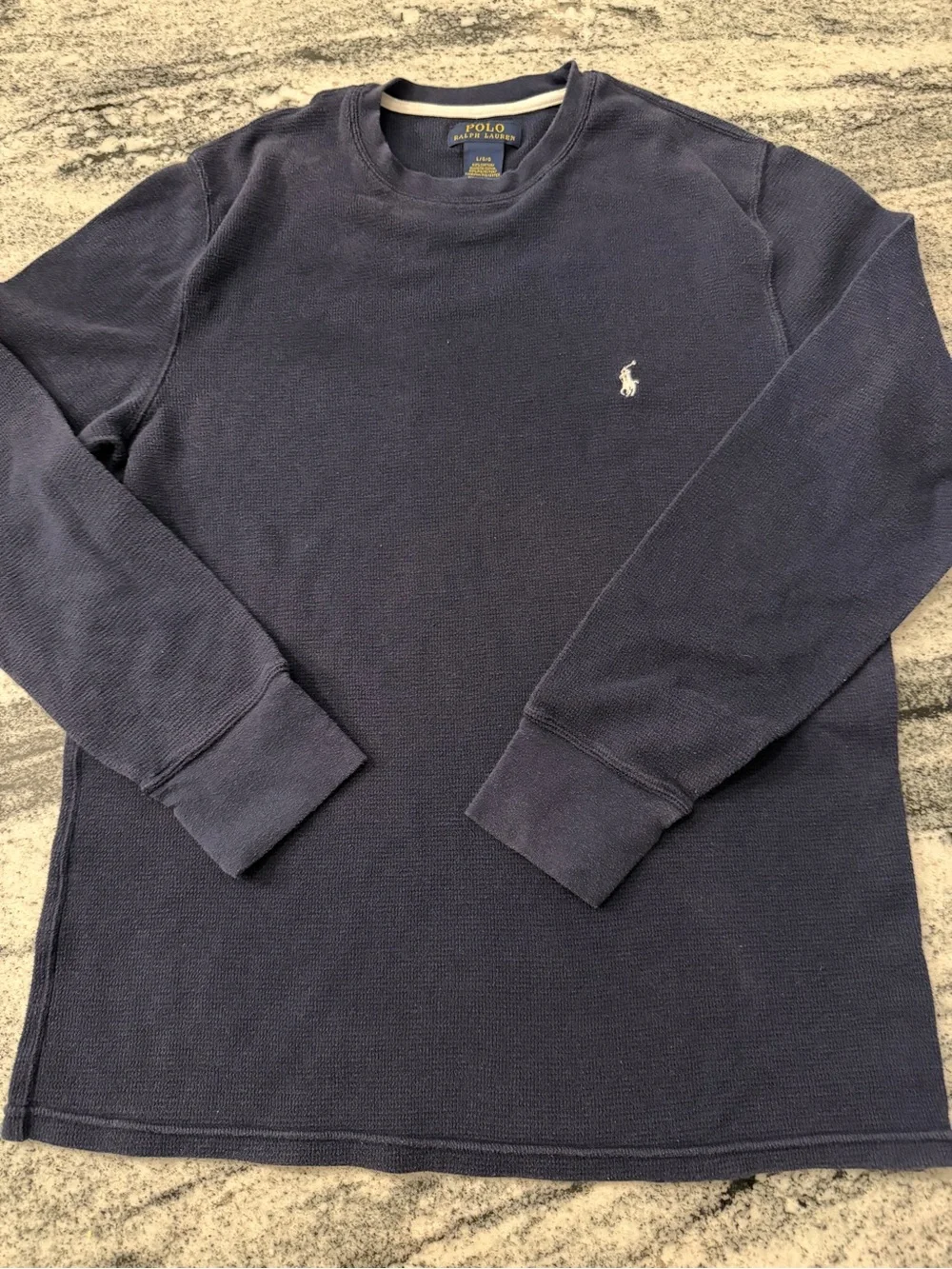Polo by Ralph Lauren Navy Long-Sleeve Crewneck Sweatshirt with Pony Logo